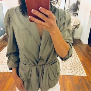 Benetton Green Flutter Sleeve Short Jacket Size 44